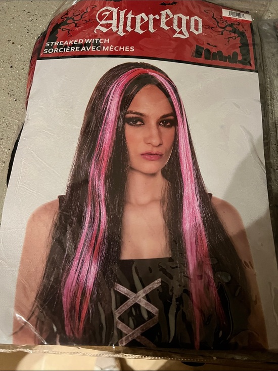 Other - 4/$20 Streaked Witch Women’s Black and Pink Costume Wig